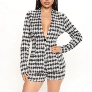 BNWT Houndstooth Blazer Short Set - Black/Grey (M)
